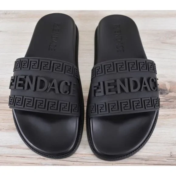 Fendi Black Logo Rubber Slides Sz 10 Slides Rubber Black | Fendi main image 4